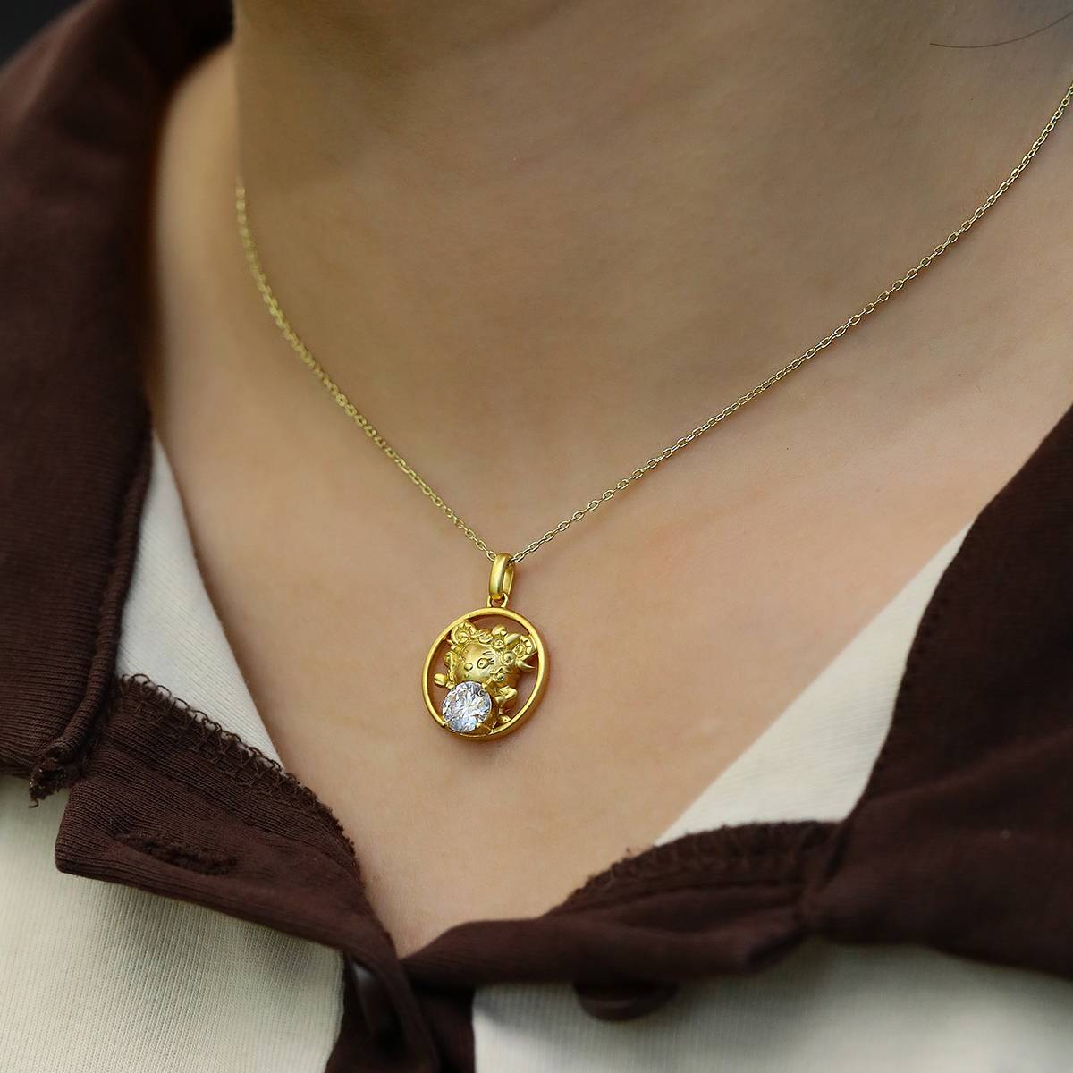 Zodiac Sheep Moissanite Necklace 1.0 Carat